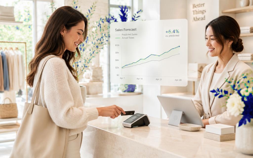 Shop assistant handing a customer their purchase