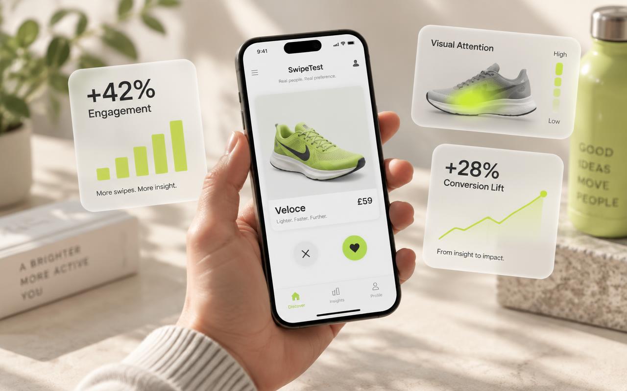 Woman swiping through product photos on her phone